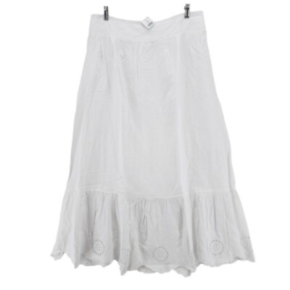 J. McLaughlin Textured Cream Skirt linen eyelets
